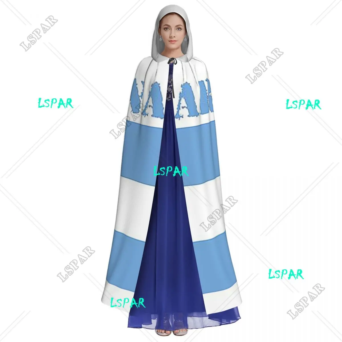 Argentina Flag Long Hooded Cloak Witch Medieval Costume Cosplay Cape HalloweenVampire Adult Unisex