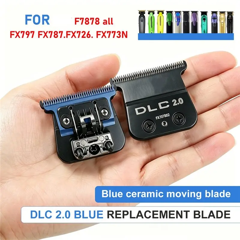 HRBAJ-Blue Moving Blade 2Pcs Replacement For FX707Z/FX797 FX787/FX726 Trimmer, DLC2.0 Carbon Steel Cutter Head