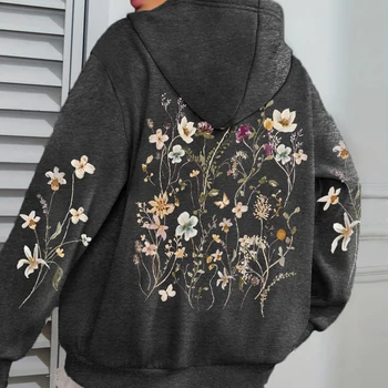 Sweat Capuche Polyester Coton Sweat à Capuche Femme Zippé - Coupe Décontractée - Manches Longues - Matière Douce Sweats à Capuche Femme