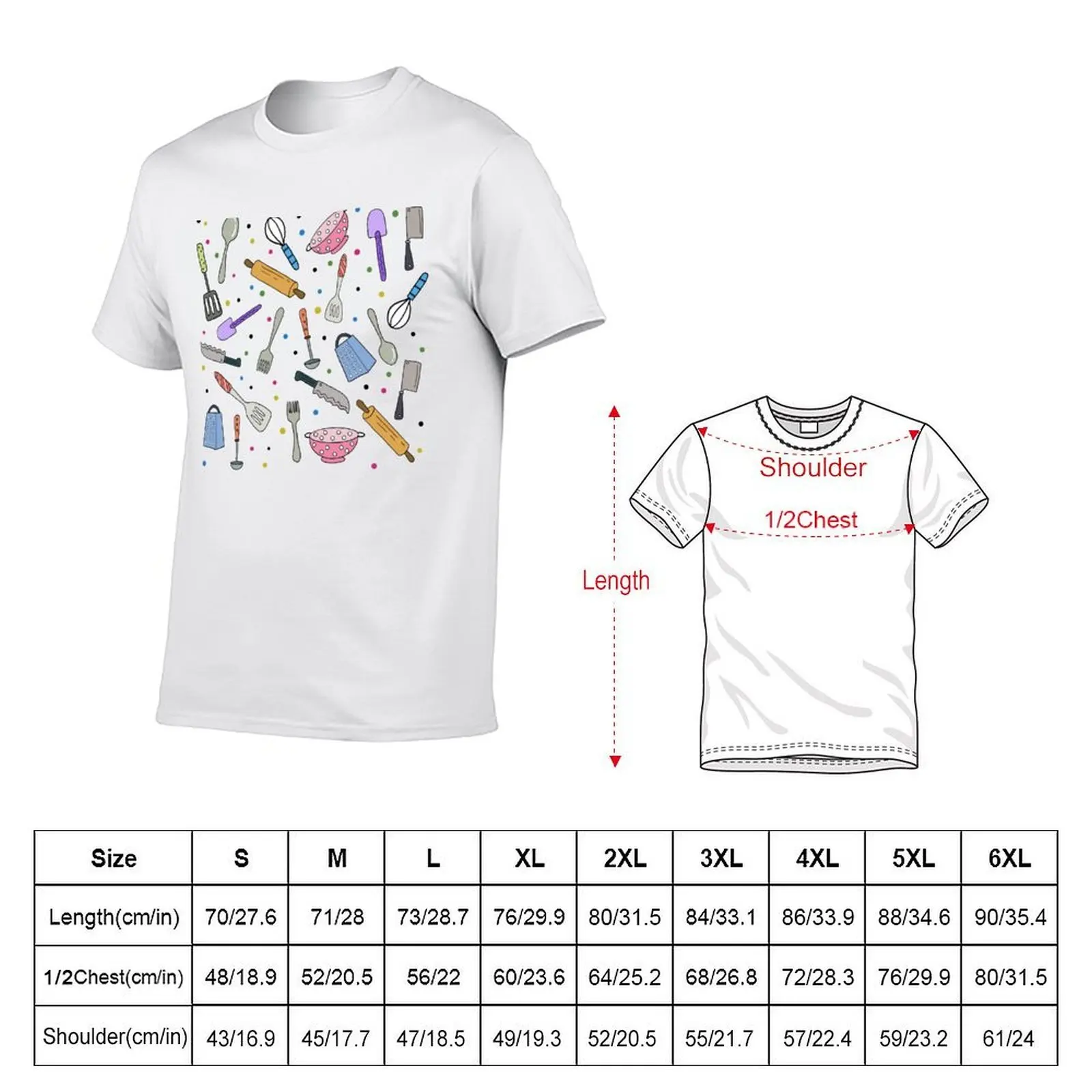 Ready To Cook? Cute Colourful Kitchen Utensils Hand Drawing Pattern T-Shirt