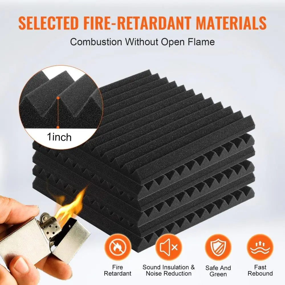 ألواح فوم صوتية للاستخدام في الاستوديو ، 12 × 12 × 1 بوصة ، 52