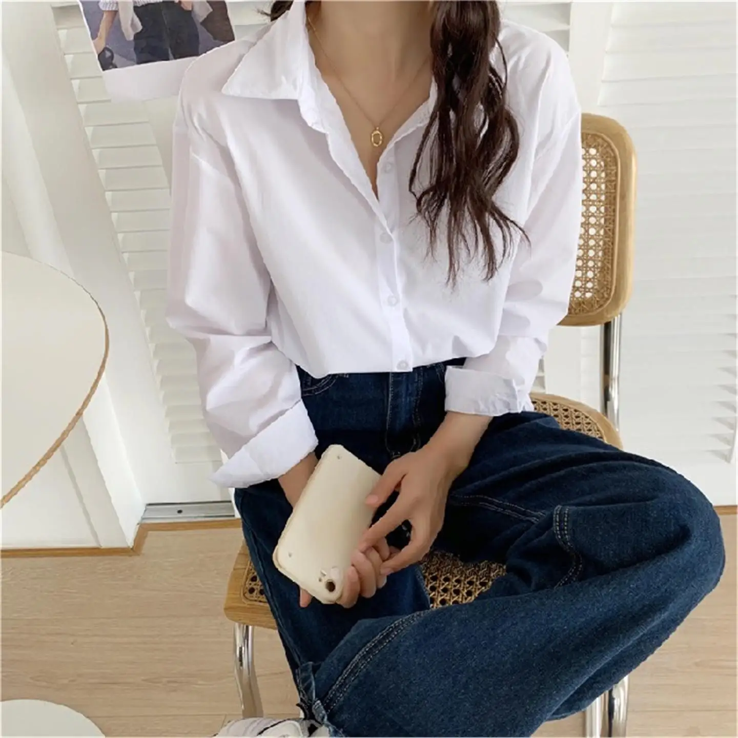 

Bla Chiffon irt Spring Autumn New Sle Loose Slimming Base Layer Korean Version Busin Profional OL Versatile Top