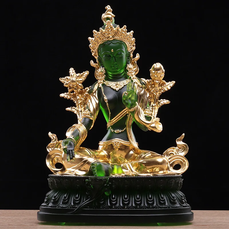 YFY Green Tara Bodhisattva Buddha statue ornament gold painted  skirt ancestral hall temple ten thousand Buddha wall