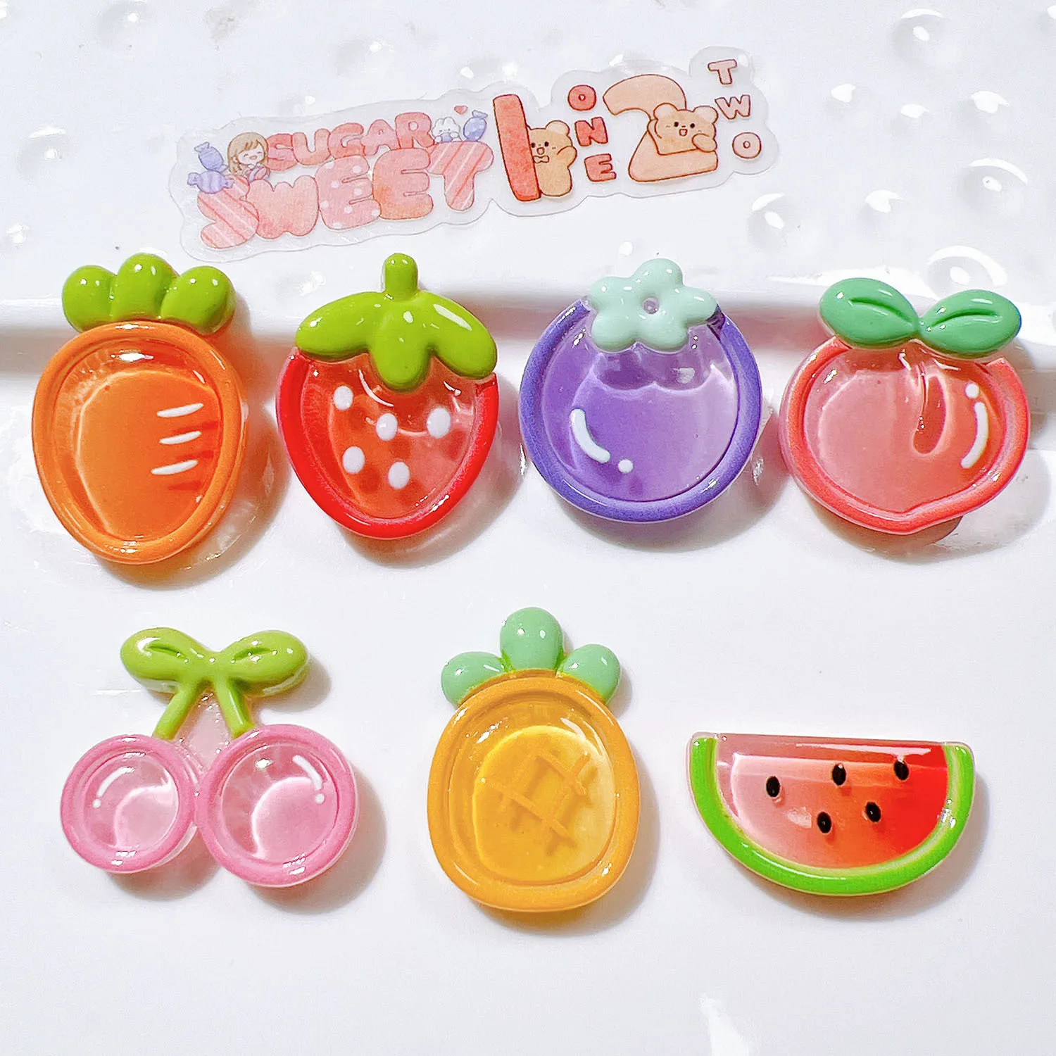 

100pcs Kawaii Resin Flatback Mini Fruit Strawberry Peach DIY for Phone Case Hairpin Keychain Scrapbook Dollhouse Accessories