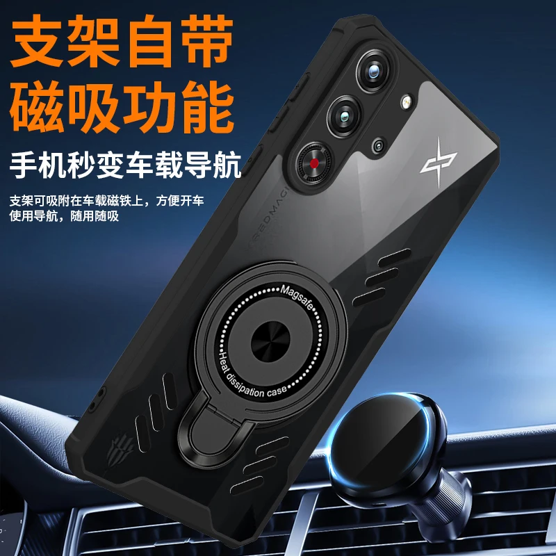 Silicone Cooling Phone Case for Redmagic 10 9 9S 8s Pro Plus Pro+ Graphene Heat Dissipation Case Magnetic Stand Shockproof Cover
