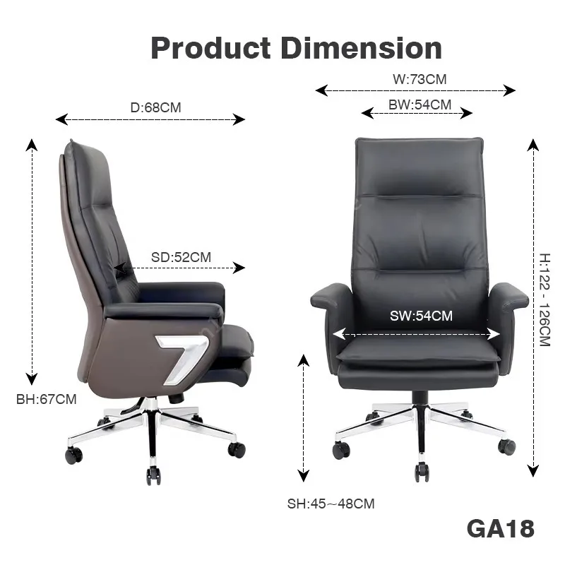 PU Leather Executive Office Chair, Ergonomic Desk Chair with High Resilience Sponge, Height Adjustable Swivel Chair for Office