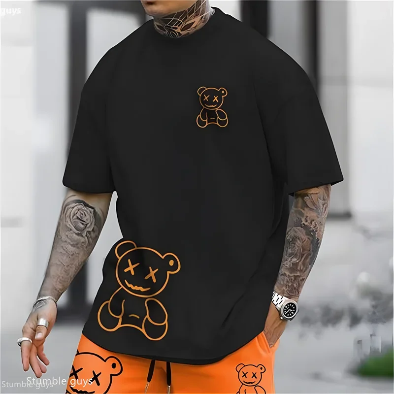 Sommer Herren Übergroßes Sport-T-Shirt Anime-Grafik Locker Sitzend Kurzarm Atmungsaktiv Weich Große Größen Modische Oberteile