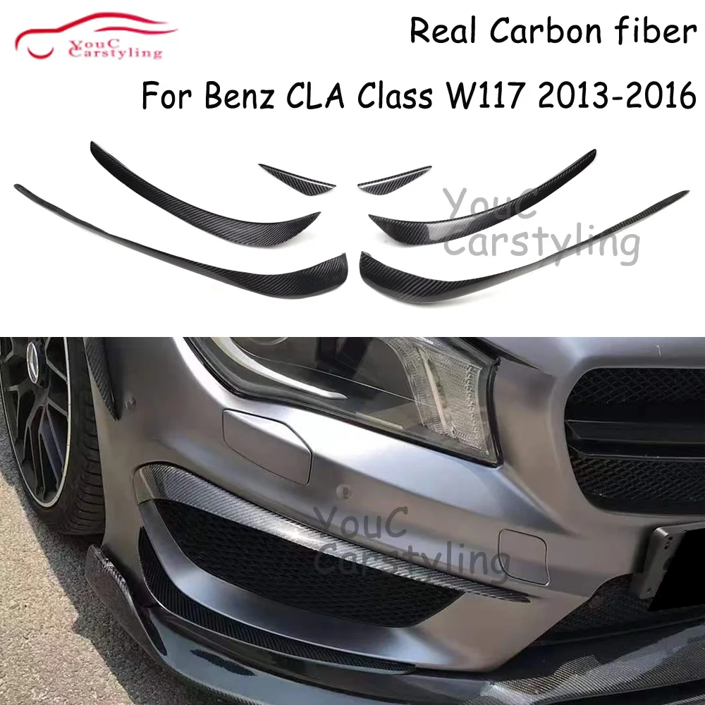 C117 Front Bumper Splitter 6pcs/Set Carbon Fiber Canards For Mercedes CLA Class W117 CLA180 CLA200 CLA45 AMG 2013-2016