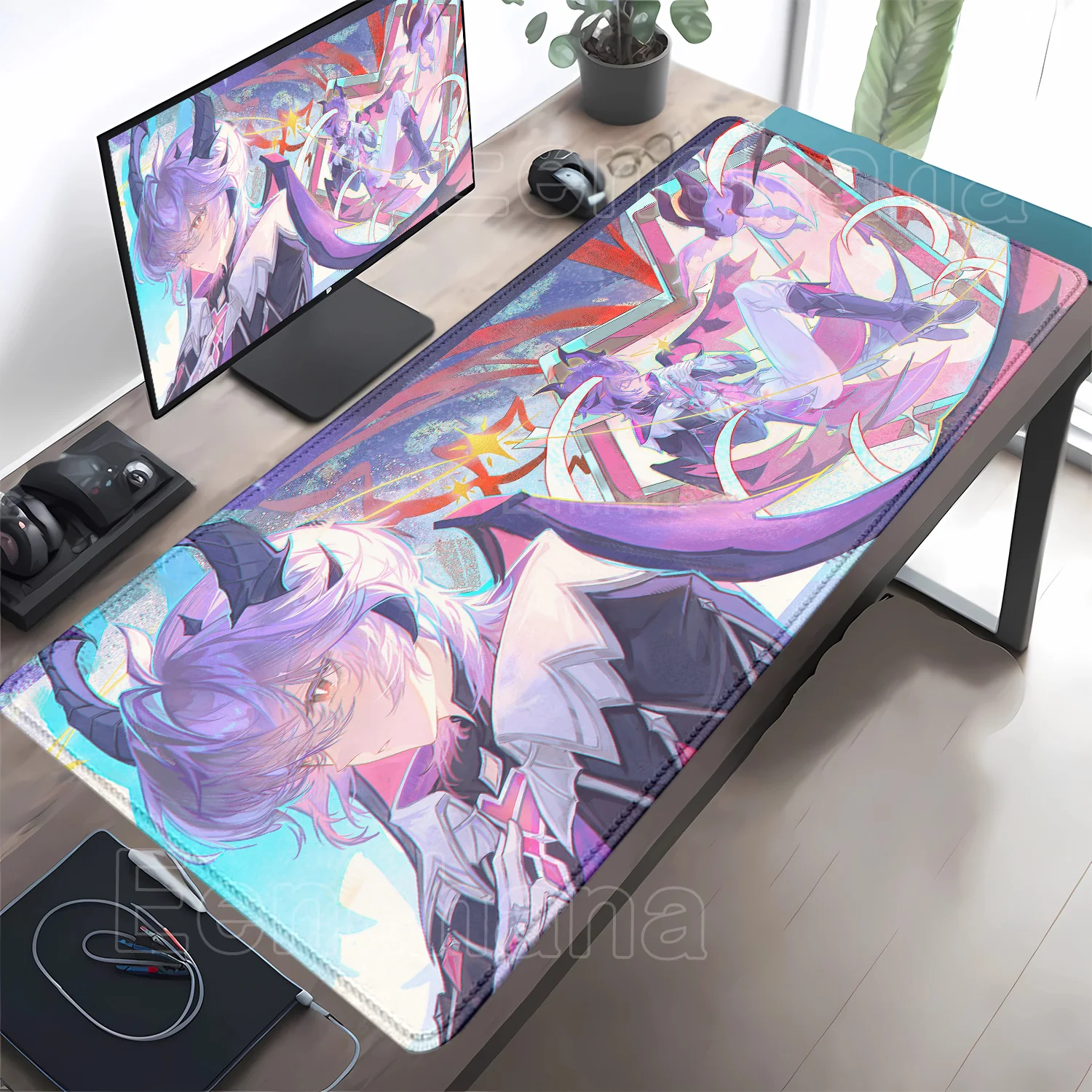 Genshin Impact Mousepad Anime Gaming Cool Durin Gaming Mouse Pad Lock Edge 1000x500mm Office Keyboard HD Printing XXL Desk Mat