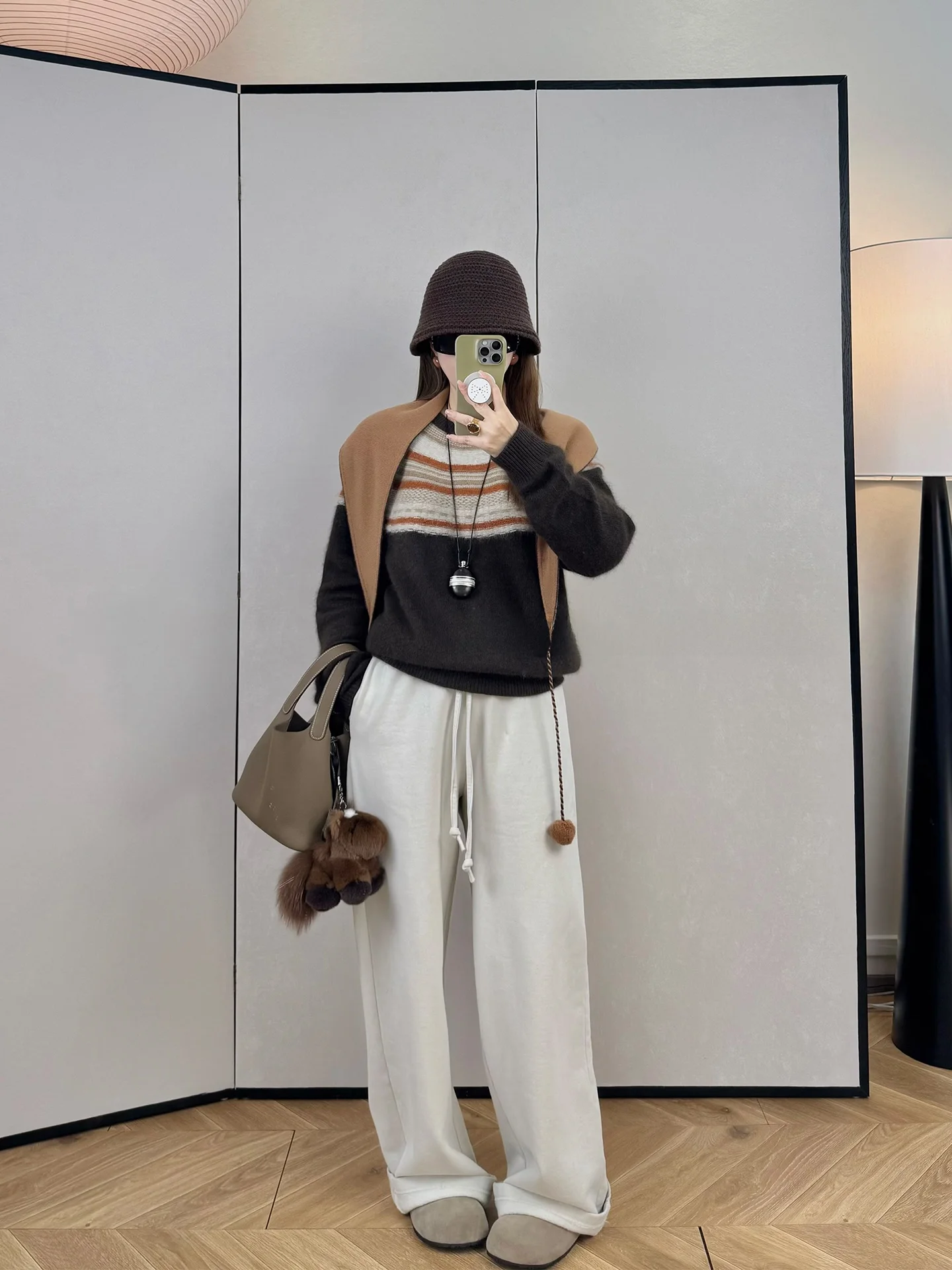 

JONIbyBEB Winter High Densi Twist Dyed Fce Lined Embroidery Straight Leg Pants Women's Casual Cotton Trousers