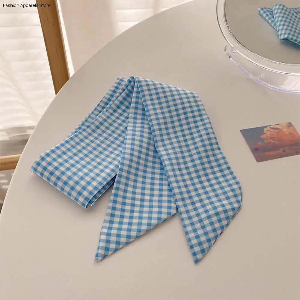 

Polka Dot Light Blue Series Hair Band Plaid Dressing Decoration Ribbon Braids Headband Flower Neckerchief Long Neck Scarves