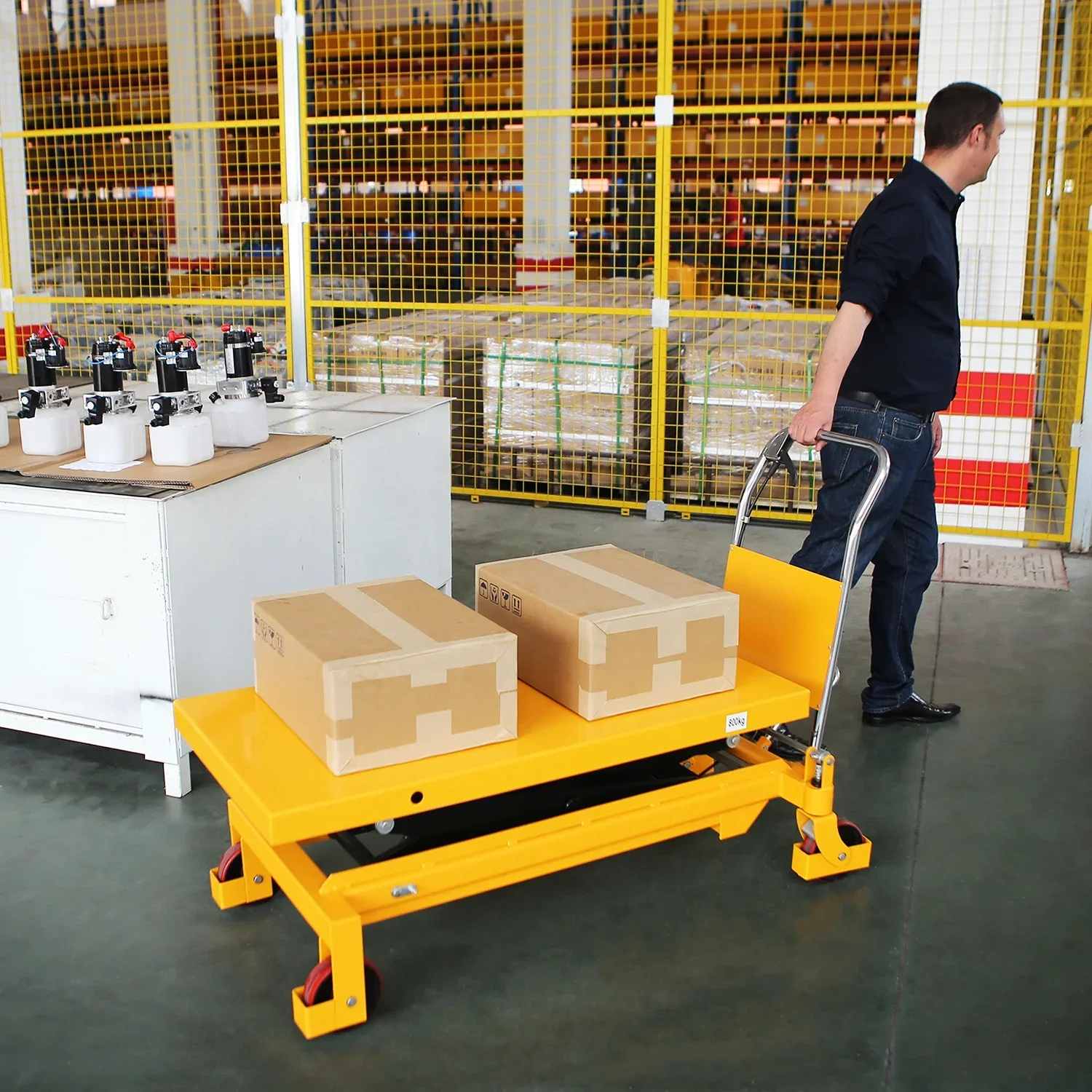 Elevador de plataforma Xilin, 1760 libras, Manual pequeño, tijeras dobles hidráulicas, mesa elevadora resistente