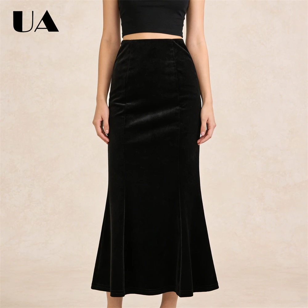 

Autumn & Winter Women's Flannel Skirt Mermaid Velvet Skirts, Fast Delivery Fashionable Dress ULBYANRY Formal Black Dress