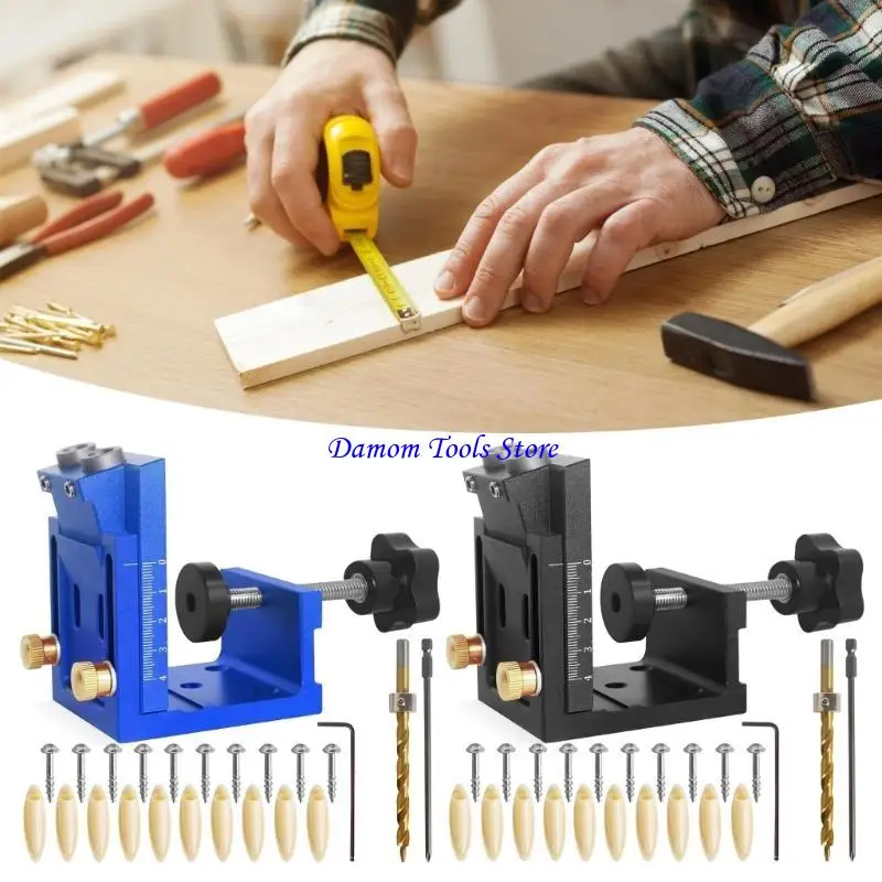 57BE Woodworking Doweling Jig Set Set Heal Hole Locator دليل تحديد موقع الأثاث