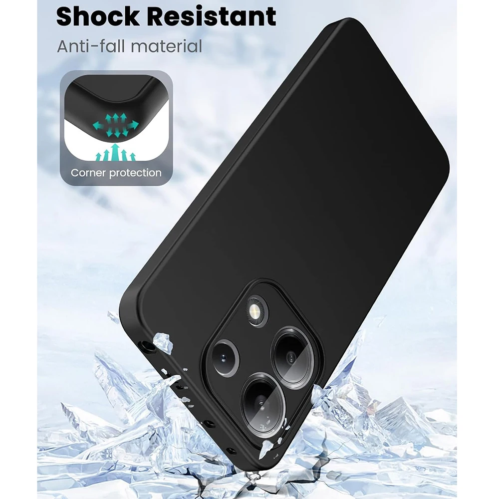 Schwarze weiche Silikon-Handyhülle für Xiaomi Redmi Note 14 13 12 11 10 9 Pro plus 7 8 8T 9s 9T 10s 11s 12s Soft Back Cover – Detail 2