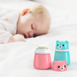 Children's Cute Cartoon Bear Baby Puff Box Talcum Powder Prickly Heat Powder Storage Box Portable Container Travel Daily Life