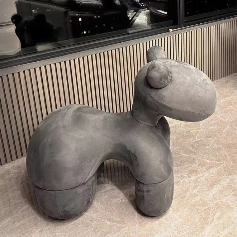 

Pony Chair Creative Cartoon Animal Stools Living Room Simple Adult Leisure Ornaments Nordic Puppy Chairs Ottomans Home Furniture