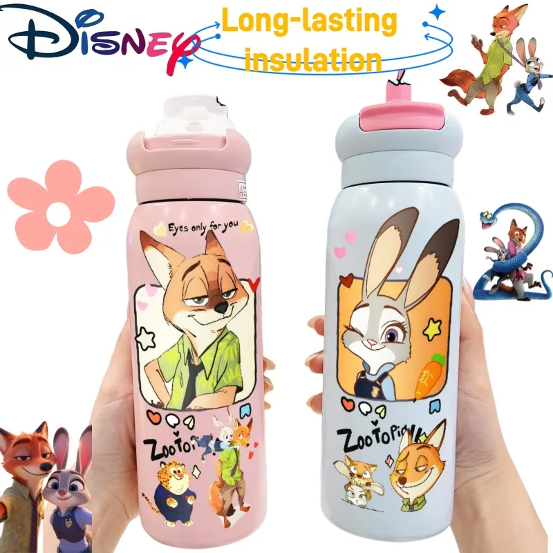 

Изолированная соломенная чашка большой емкости серии Disney Zootopia, милая чашка с героями мультфильмов для мужчин и женщин, офис, студентов, портативная чашка