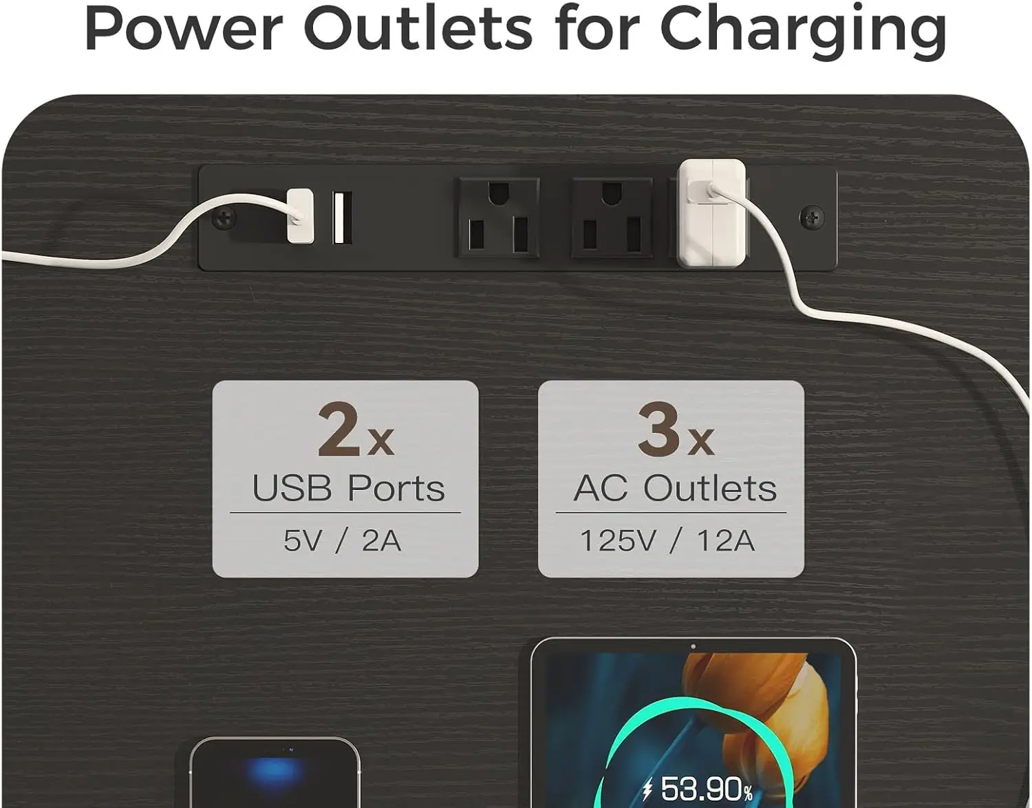 XMSJ Computer Desk - 48 Inch Office Writing Desk For Home, Student Study Desk With Storage Bag, Headphone Hook & Power Outlets