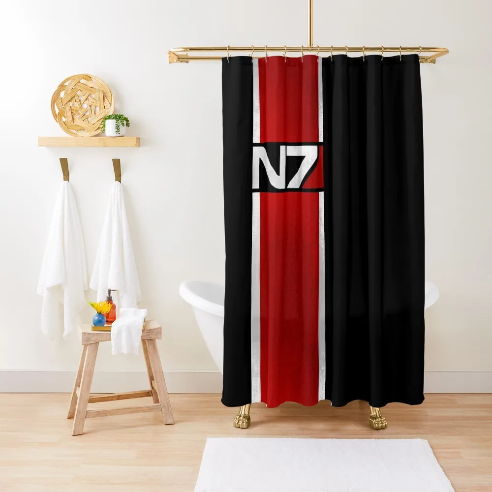 

Mass Effect Vertical N7 Shower Curtain Waterproof Fabric Shower Modern Accessory Bathrooms Bathtub Curtain