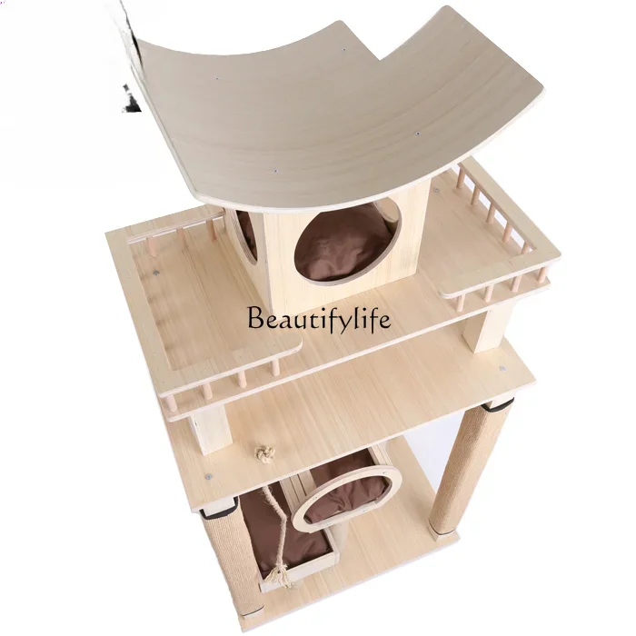 

*Cat nest cat tree integrated jumping platform luxury large multi-layer solid wood cat scratch climbing column castle series