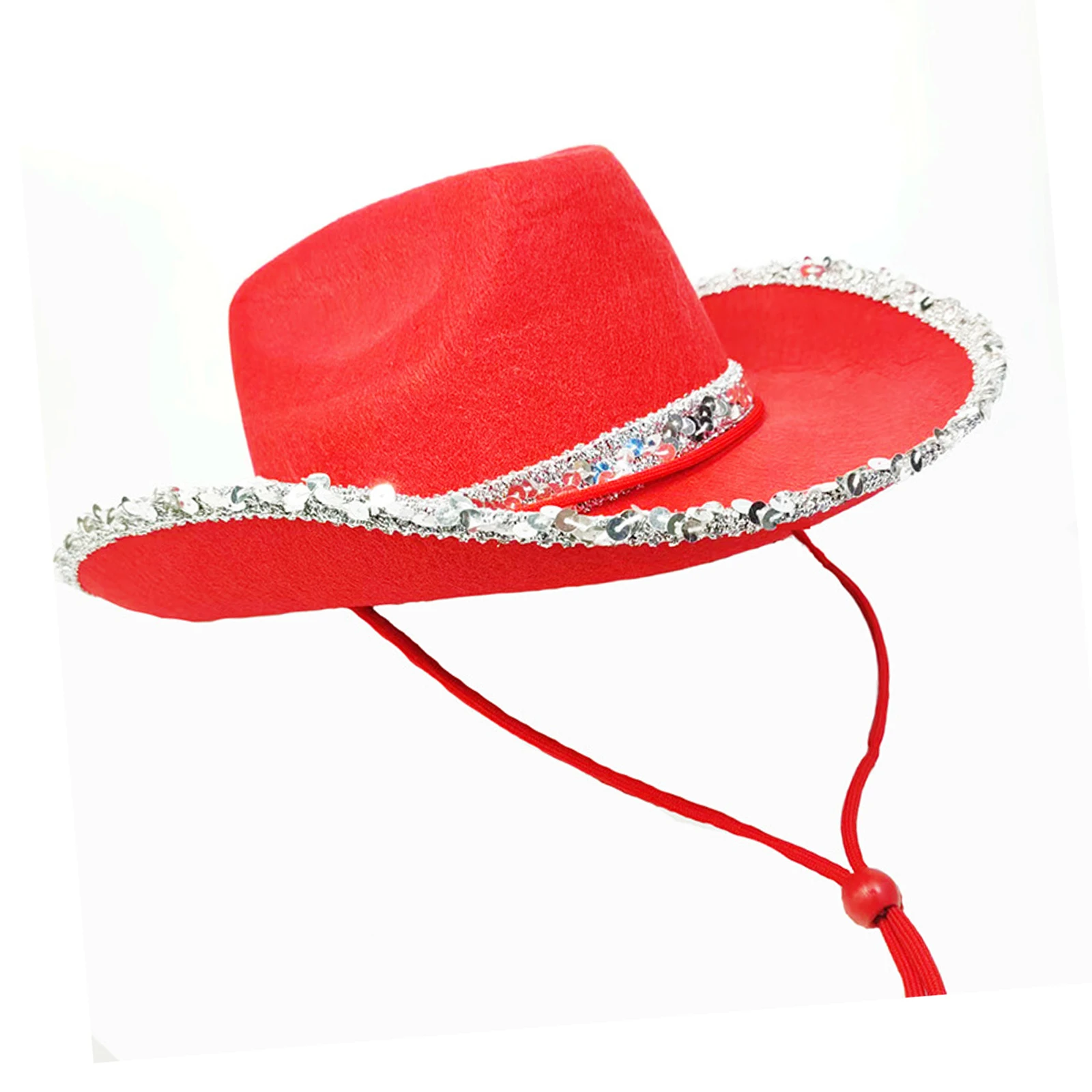 Western Decor Cowboy Hat Fedoras Caps Wide Brim Sequin Edge Cowgirl Hat for Dress Up Women West Party Outdoor Bridal Shower