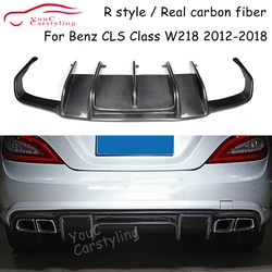 R Style Real Carbon Fiber Rear Bumper Lip Diffuser For Mearcedes Benz W218 CLS350 CLS63 AMG Bumper 2012-2018 Sport Car