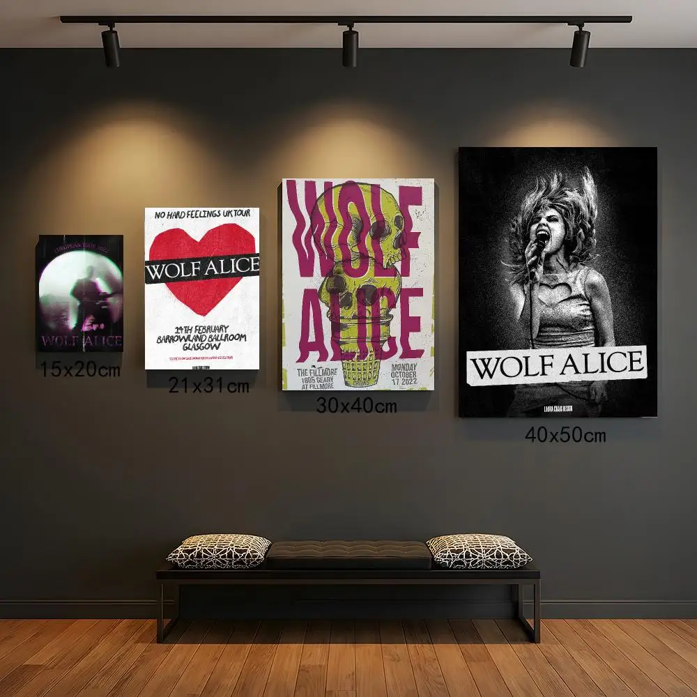 band W-Wolf Alice-E Poster Self Adhesive Wall Decor for Modern Home Cafe Office and Bar