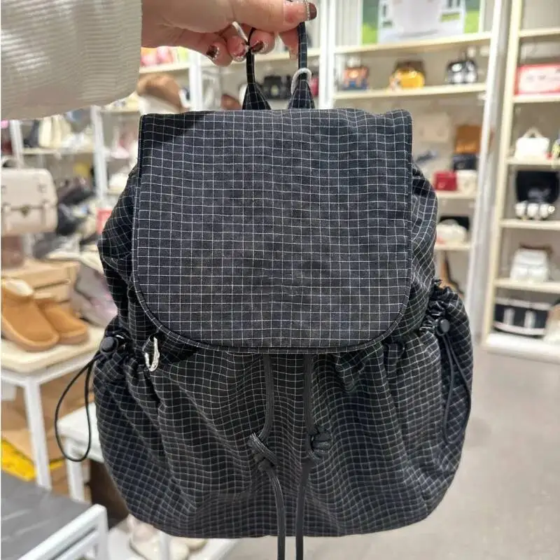 Japanese All Match Preppy Plaid Backpacks Women Vintage Casual Travel Bags Students Streetwear Simple Schoolbags Y2k Aesthetic