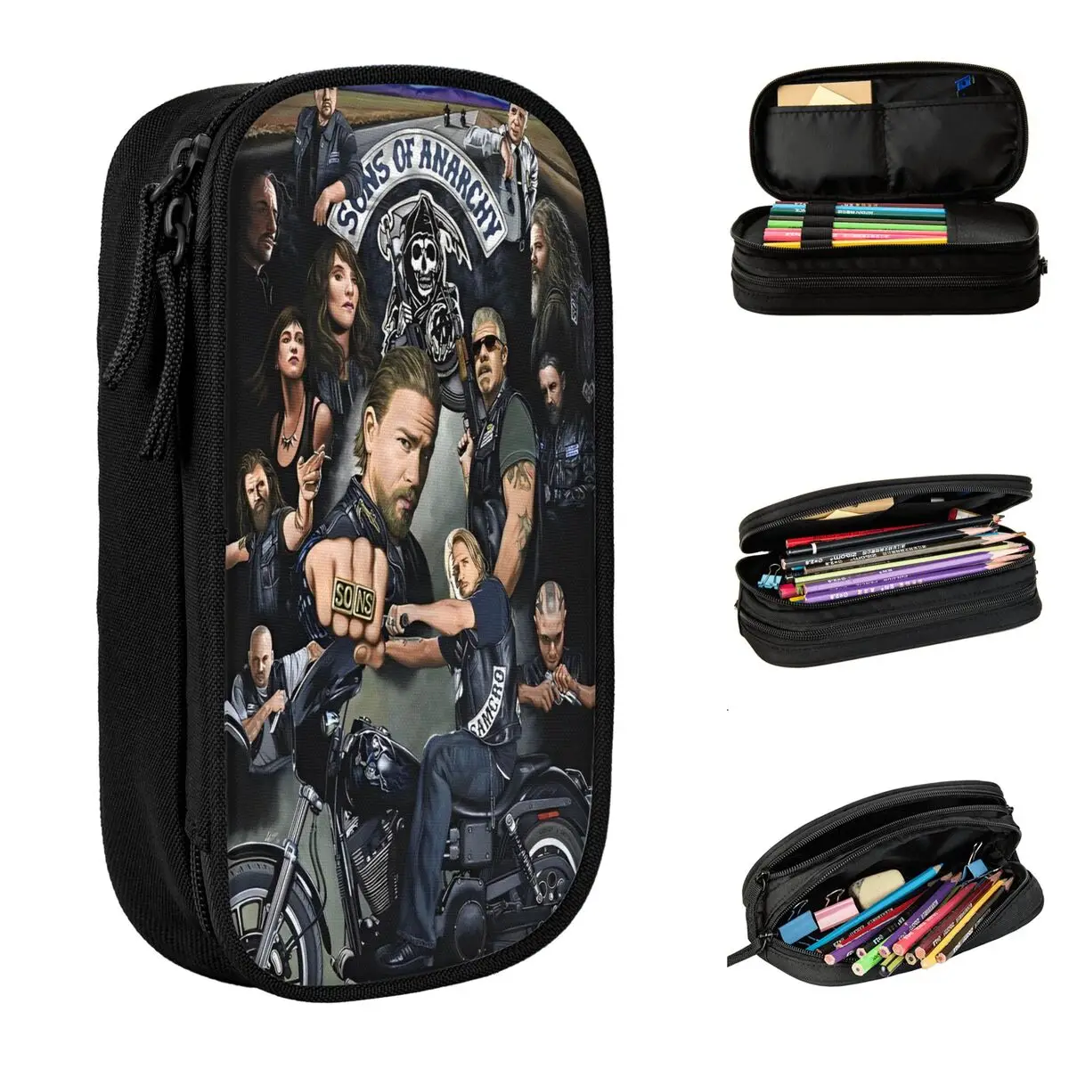 Sons Of Anarchys Tv Series Drama Pencil Case Cute Pen Box Bags Girl Boy Big Capacity Students School Zipper Pencilcases