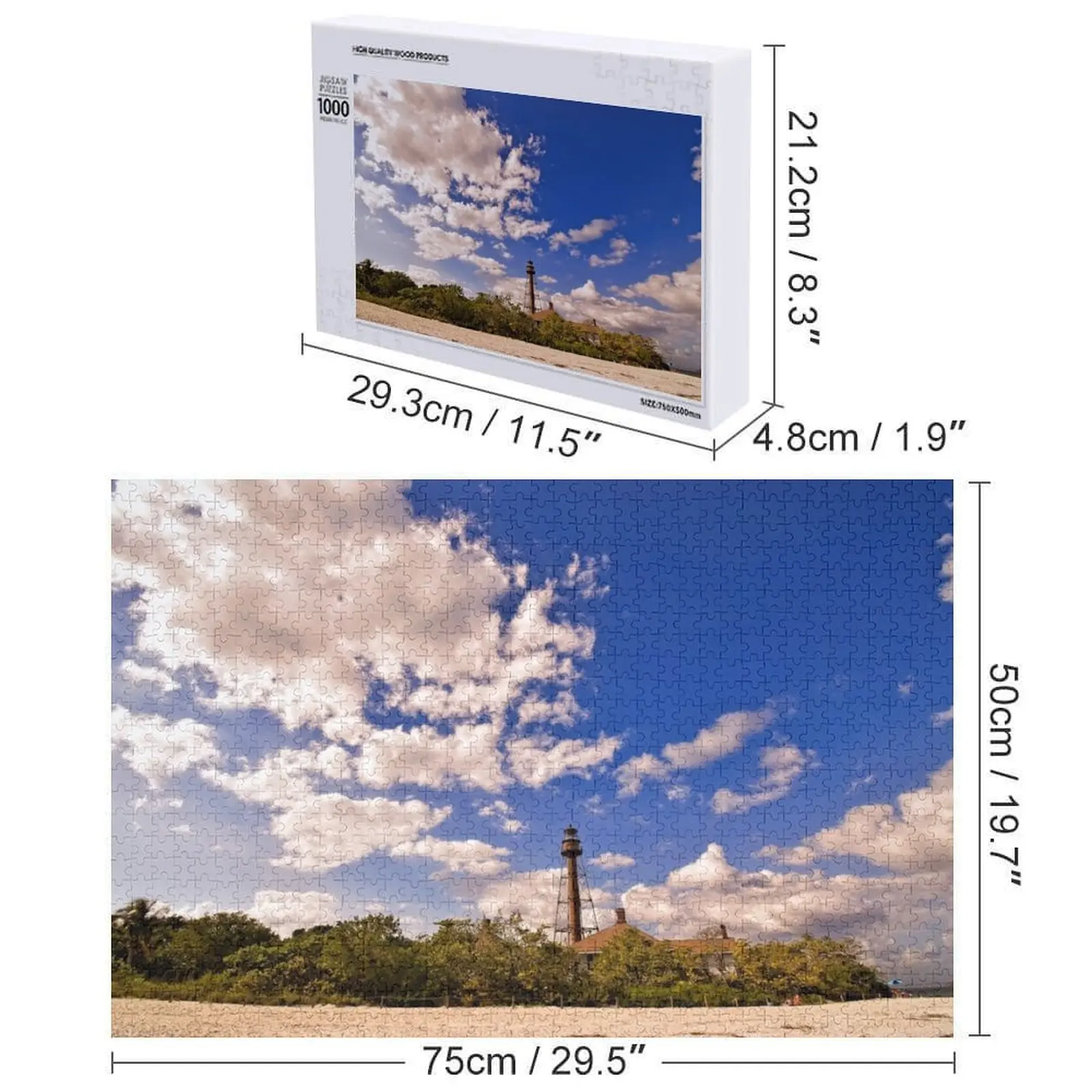 المنارة - جزيرة سانيبل، فلوريدا أحجية الصور المقطوعة هدية مخصصة ألعاب مخصصة لألغاز الأطفال