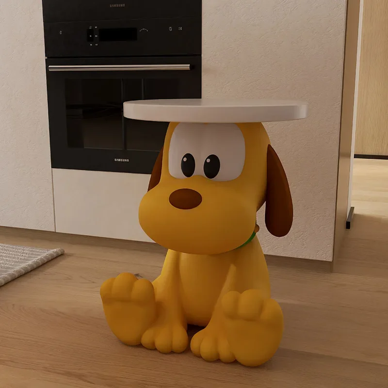 Sculpture Yellow Dog Tea Table Home Living Room Sofa Corner Table Floor Decoration Bedroom Bedside Cabinet Furniture Customized