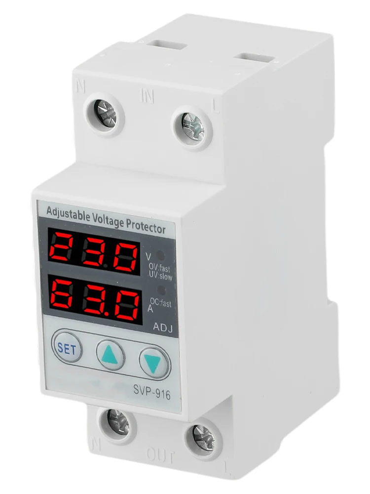 40/63/80A SVP-916 Adjustable Voltage Surge Protect Limit Current Protection Auto Recover Over Under Voltage Limit Current Relay