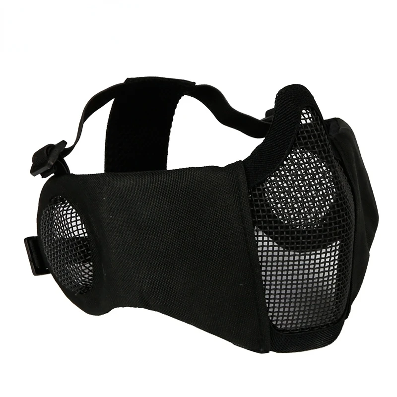 

New Tactical Airsoft Masks Paintball CS Foldable Half Face Low-carbon Steel Mesh Military Style Comfortable Ear Protective Mask
