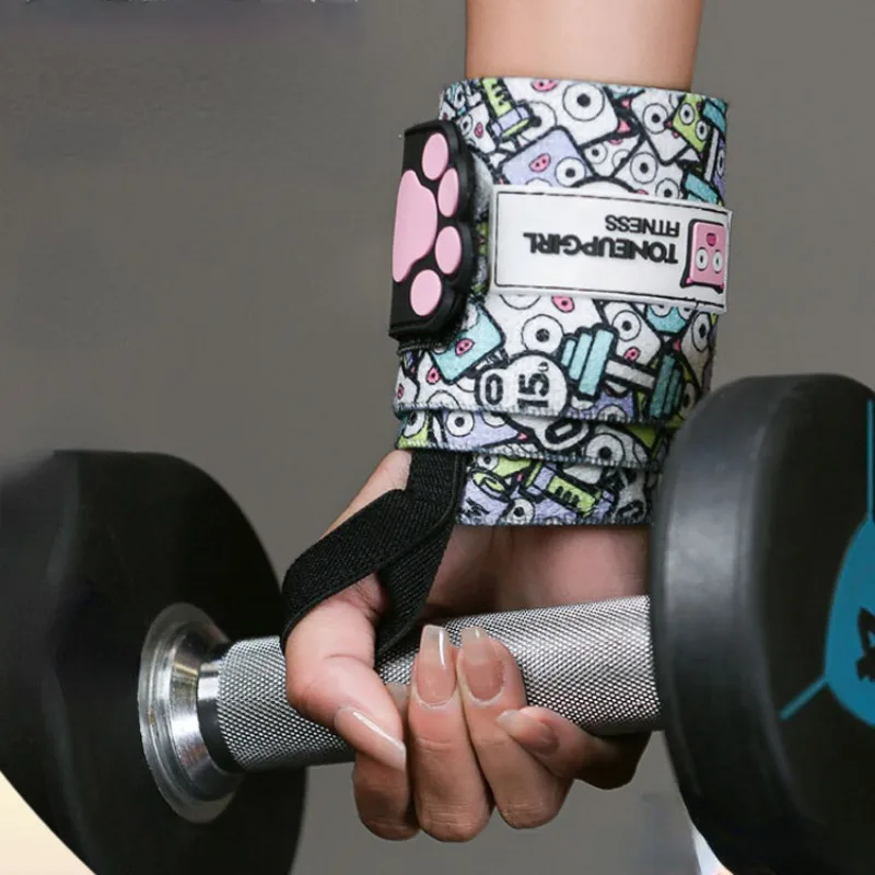 1 Pair Graffiti Wrist Wraps Gym Fitness Deadlift Bench Press Wrist Straps for Women Heavy Duty Crossfit Workout Wrist Band