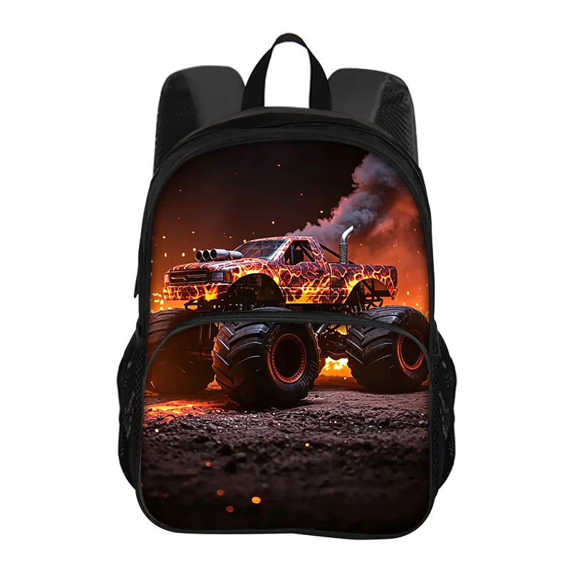 Monster Jam Round Front Bag Backpack Cartoon Print New Trendy Student School Best Campus Companion Birthday Gift