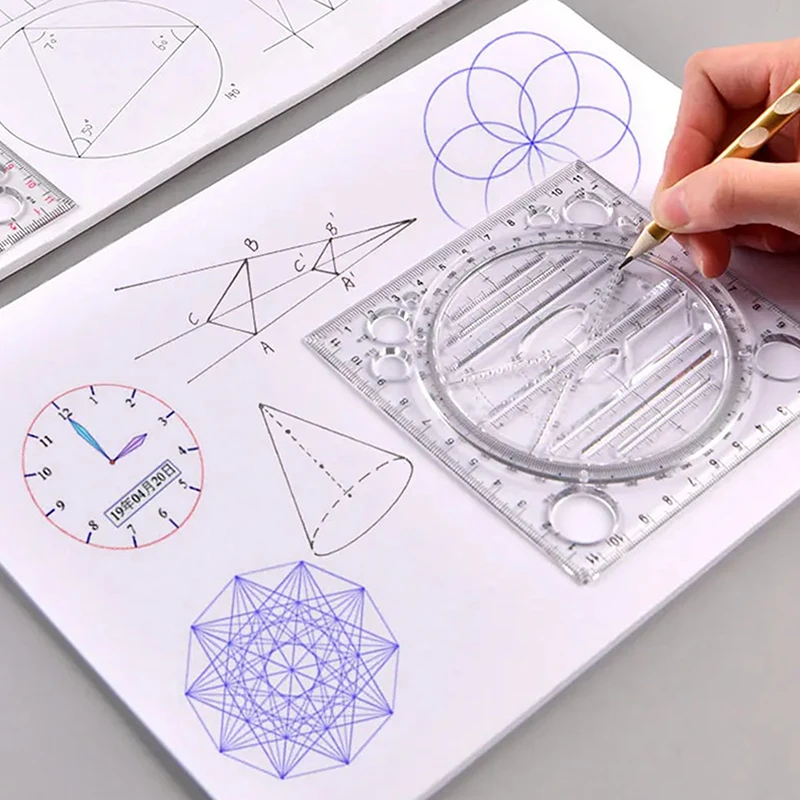 Règle de mesure de proximité de cercle de géométrie stéréo, règle multifonction, modèle de dessin, conception d'art, architecte, Kawaii