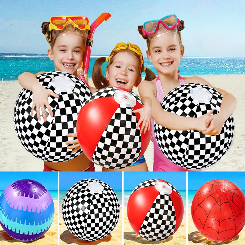 Nuevo Globo Inflable Creativo con Diseño de Cuadrícula Blanca y Negra para Piscina de Verano, Pelota de Playa de PVC Grueso Ecológico