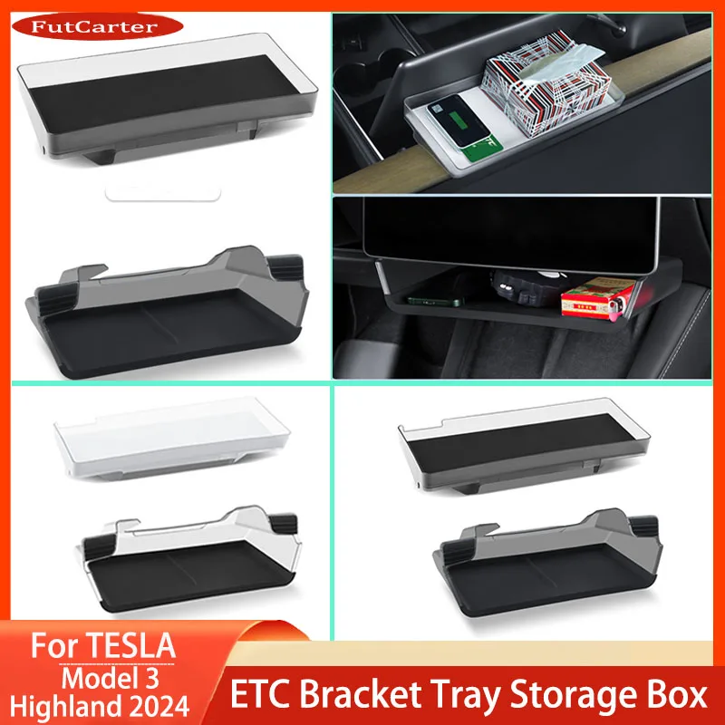 Storage Box for Tesla  Model 3 Highland 2024 Under Screen Storage Tray Behind Screen Organizer