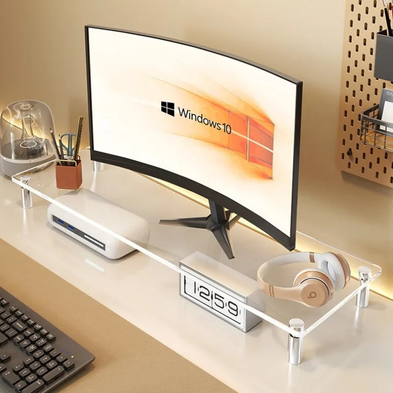 Acrylic Monitor Riser Stand Office Desk Monitor Height Increase Holder Laptop Desktop Computer Storage Rack Monitor Support