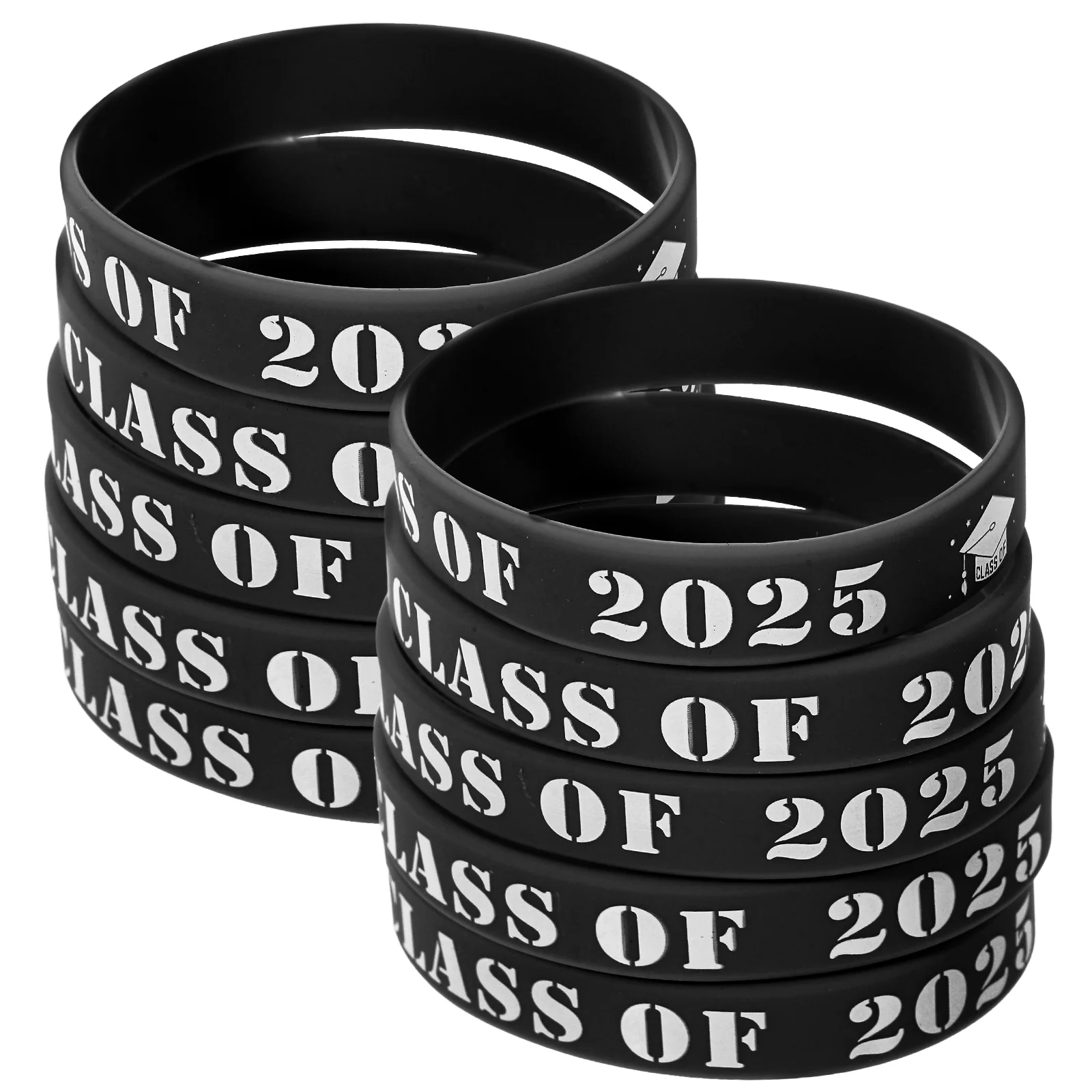 

25pcs Graduation Party Wrist Bands Silicone Wristbands Class of 2025 Decorative Bracelets for School Supplies Events Portable