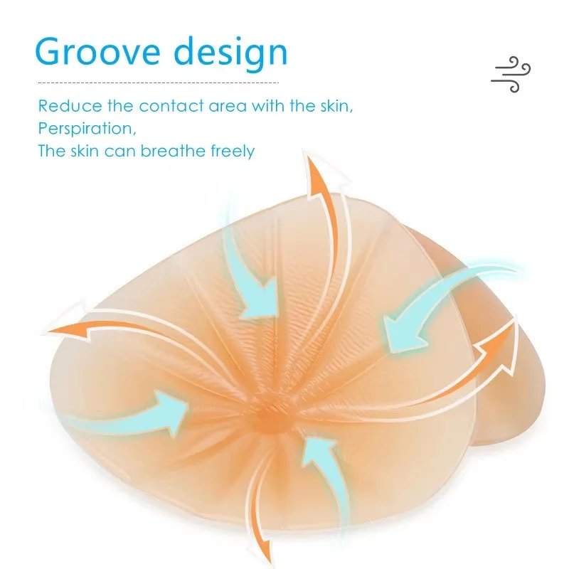 Triangular Silicone Breast Forms with Radiating Grooves Chest Pads Soft Fake Boob Prosthesis for Post-Mastectomy & Bra Wear