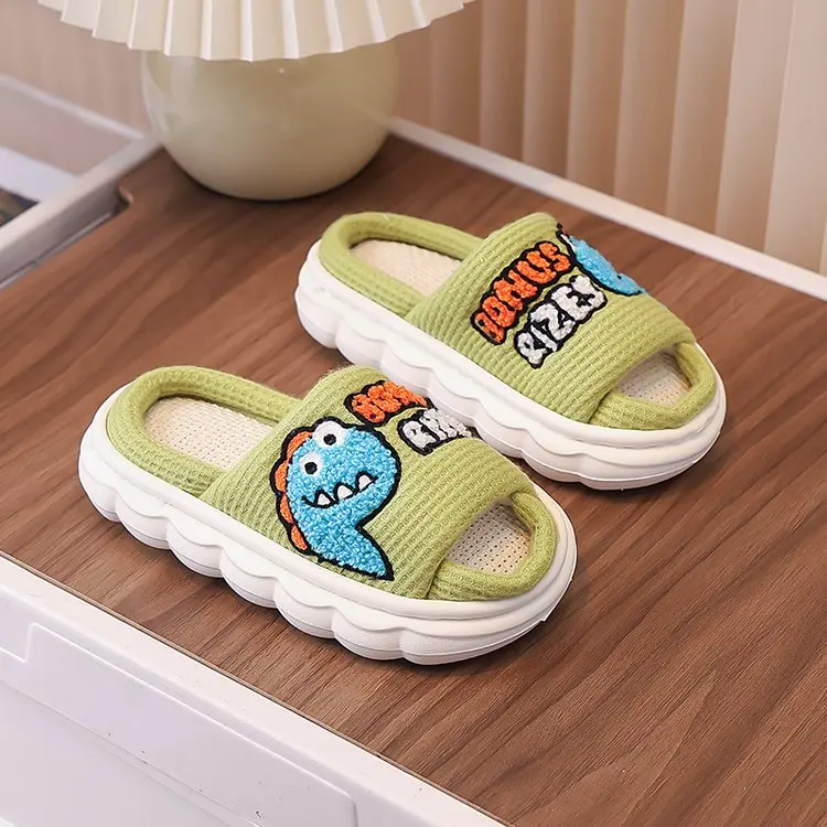 Kids Slide Slippers Toddler Little Boys Girls Dinosaur Embroidery Soft Non‑Slip Sole Casual Indoor Outdoor Fashion Footwear