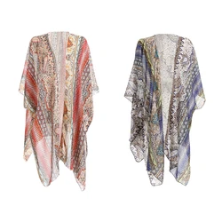 Kimono lungo in Chiffon da donna Cardigan allentato leggero e traspirante con apertura sul davanti