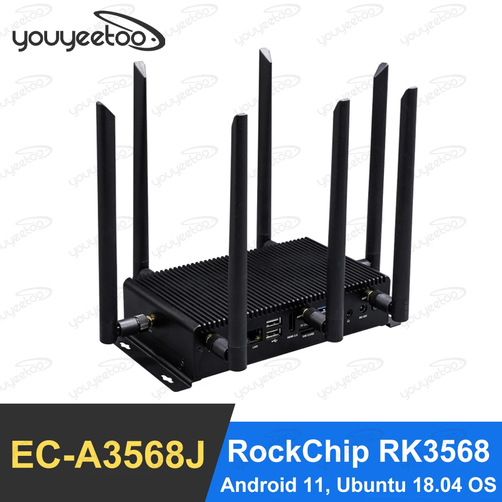 

youyeeto EC-A3568J Quad-Core 64-Bit AI Embedded Computer RockChip RK3568 Quad-core 64-bit Cortex-A55 Support Android 11.0,Ubuntu