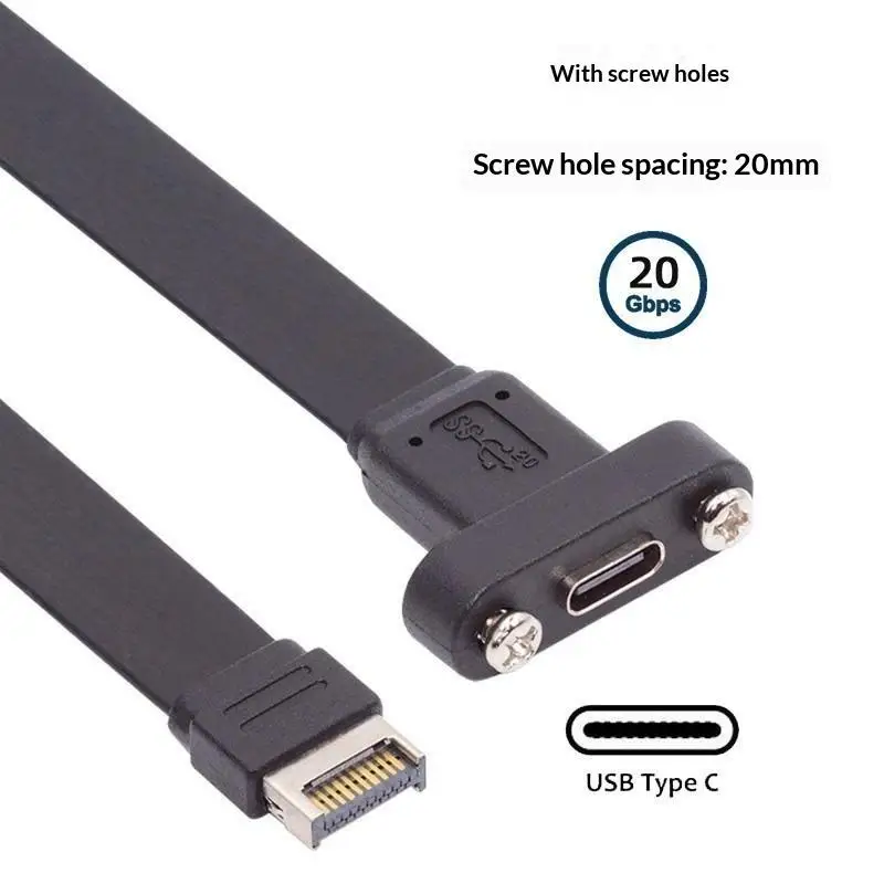 20Gbps USB3.2 Gen2x2 USB-C Flat Cable Motherboard USB 20Pin Extension Adapter