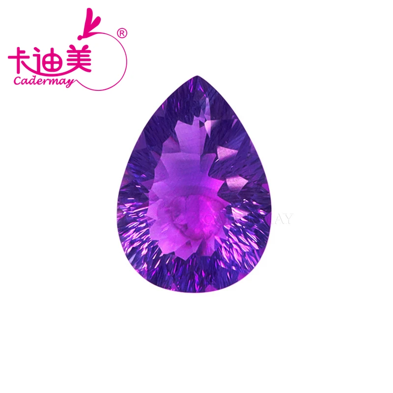 CADERMAY Pear Shape Natural Amethyst Loose Stone With GRC Certificate  Beads For Jewelry Making