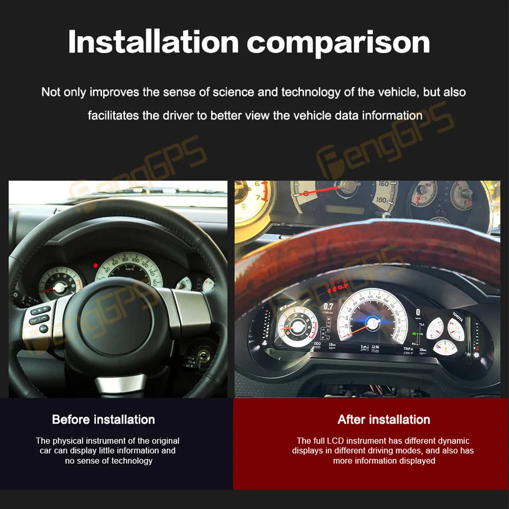 

12,3-дюймовый цифровой кластерный одометр, экран для Toyota FJ 2007-2022, виртуальный измеритель скорости кабины, автомобильная приборная панель, ЖК-инструмент Linux