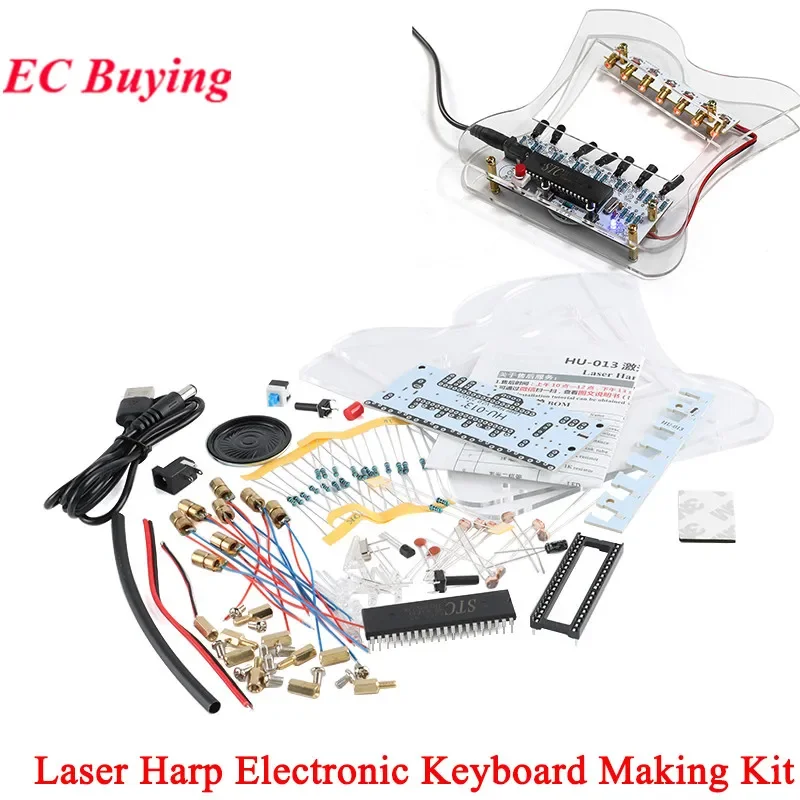 DIY Laser Harp Electronic Kit 51 Single Chip Microcontroller Harp Keyboard Production for Fabrication Scrap Soldering Project