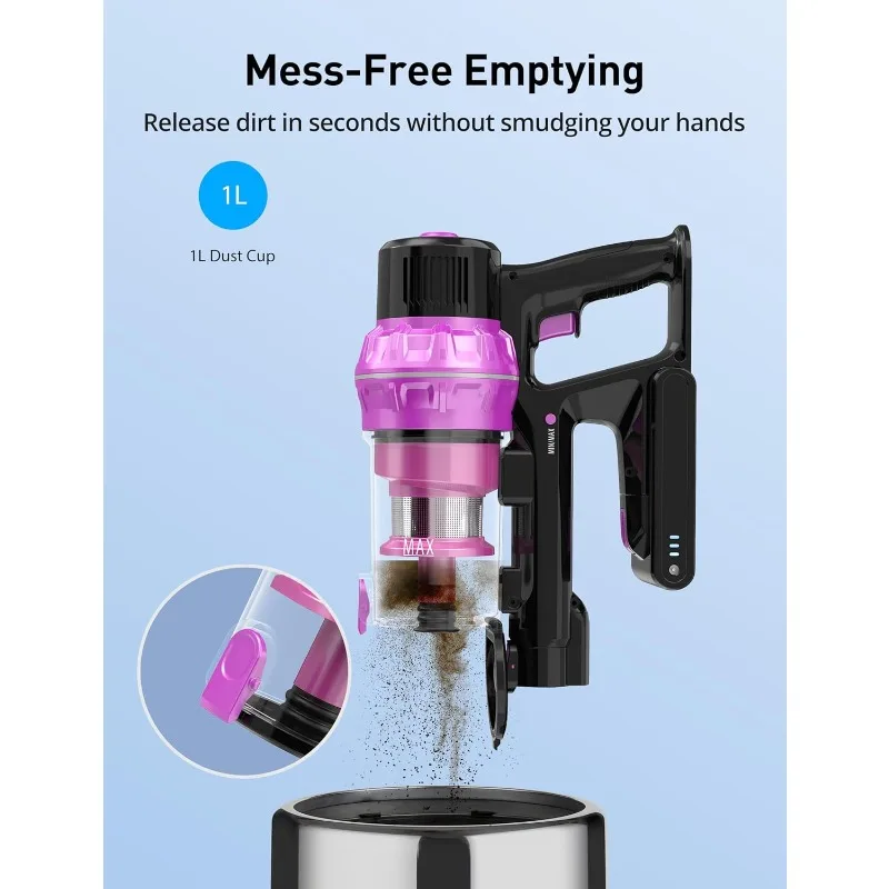 Cordless Stick Vacuum Cleaner, 7 in 1 Lightweight Stick Vacuum Cleaners for Home, 30kpa Rechargeable Electric Broom for Pet Hair